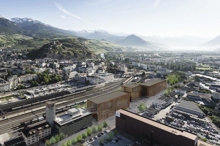 An aerial view of EPFL Valais Wallis